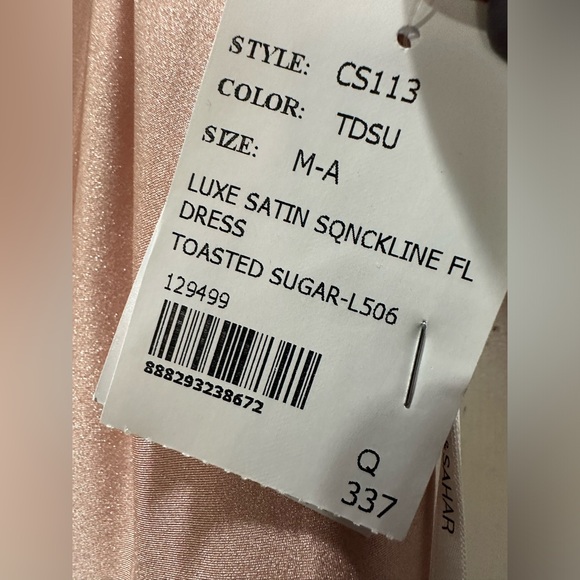 CYNTHIA & SAHAR FREYA CS113 DESSY DRESS MEDIUM NEW NWT TOASTED SUGAR SQUARE NECK - Picture 5 of 6